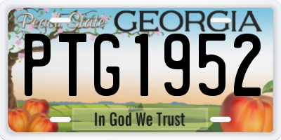 GA license plate PTG1952