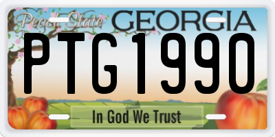 GA license plate PTG1990