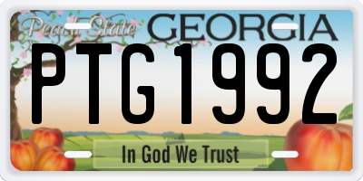 GA license plate PTG1992