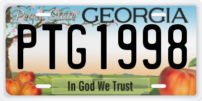 GA license plate PTG1998