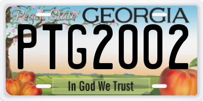 GA license plate PTG2002