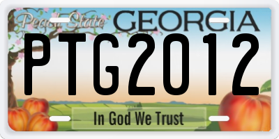 GA license plate PTG2012
