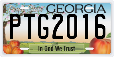 GA license plate PTG2016