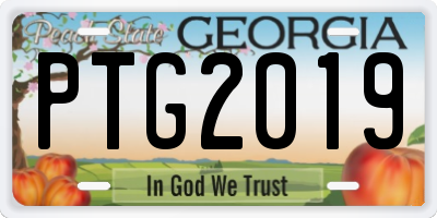 GA license plate PTG2019