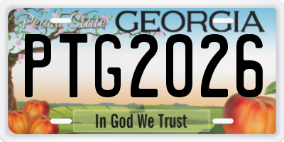 GA license plate PTG2026