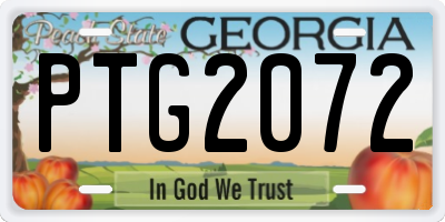 GA license plate PTG2072