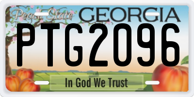 GA license plate PTG2096