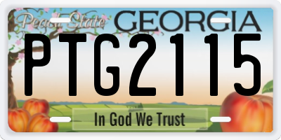 GA license plate PTG2115