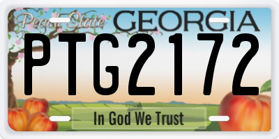 GA license plate PTG2172