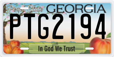 GA license plate PTG2194