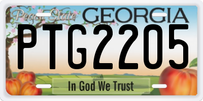GA license plate PTG2205