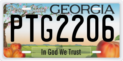 GA license plate PTG2206