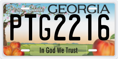 GA license plate PTG2216