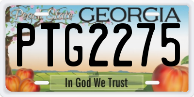 GA license plate PTG2275