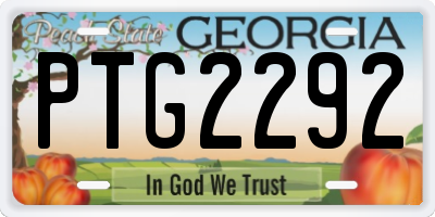 GA license plate PTG2292
