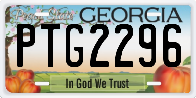 GA license plate PTG2296