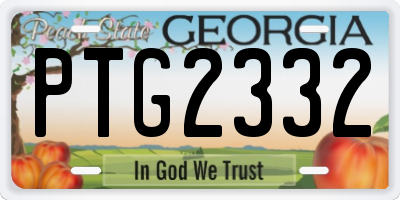 GA license plate PTG2332