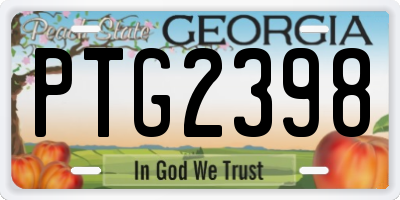 GA license plate PTG2398