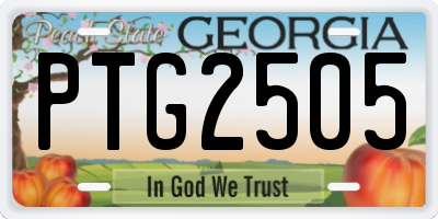 GA license plate PTG2505