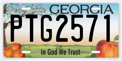 GA license plate PTG2571