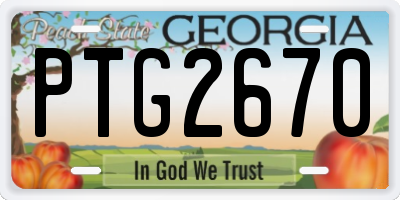 GA license plate PTG2670