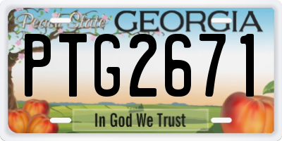 GA license plate PTG2671