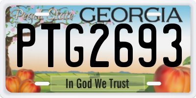 GA license plate PTG2693