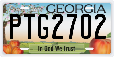 GA license plate PTG2702