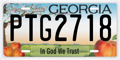 GA license plate PTG2718