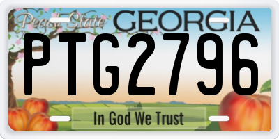 GA license plate PTG2796