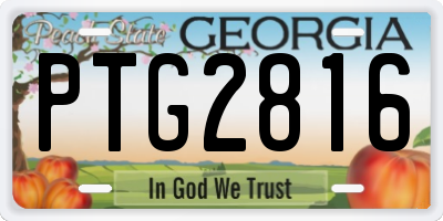 GA license plate PTG2816
