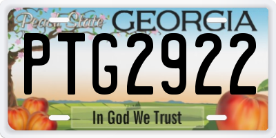 GA license plate PTG2922