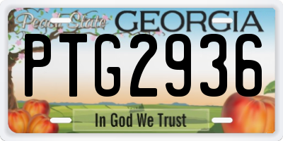 GA license plate PTG2936