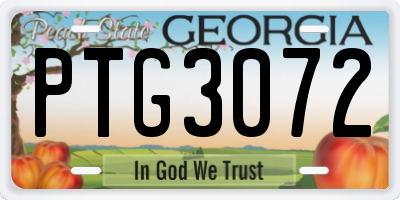 GA license plate PTG3072