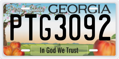 GA license plate PTG3092
