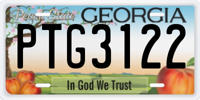 GA license plate PTG3122