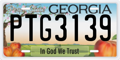 GA license plate PTG3139