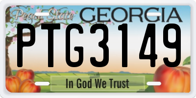 GA license plate PTG3149