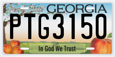GA license plate PTG3150