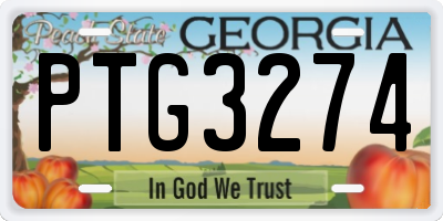 GA license plate PTG3274