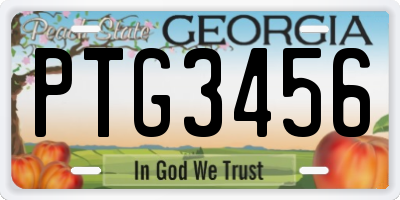 GA license plate PTG3456