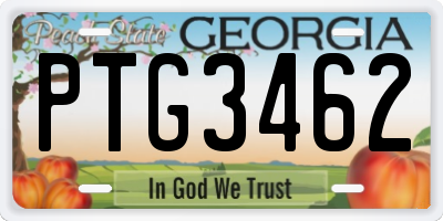 GA license plate PTG3462