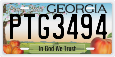 GA license plate PTG3494