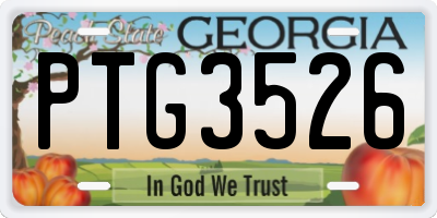 GA license plate PTG3526