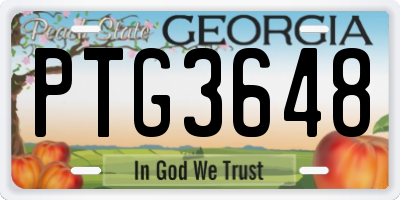 GA license plate PTG3648