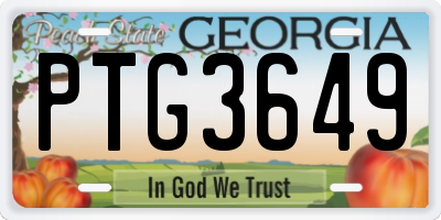 GA license plate PTG3649
