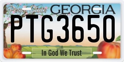 GA license plate PTG3650