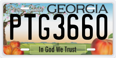 GA license plate PTG3660