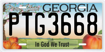 GA license plate PTG3668