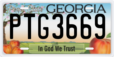 GA license plate PTG3669